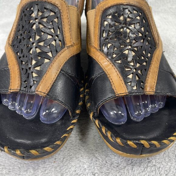 Ariat Sandals Womens Size 9B Del Ray Leather Wood Heels Black Brown 10007643 - Picture 7 of 16